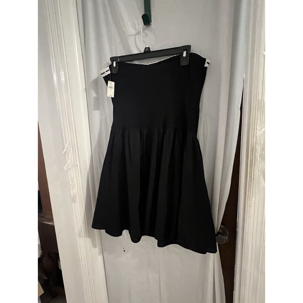 Aerie Black At The Barre Mini Dress Sz L Strapless Lace Trim - Picture 6 of 8